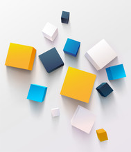 	 Abstract Colorful Composition With 3d Cubes. Top View.	