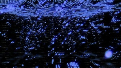 Fototapete - Futuristic 3D Footage Virtual Reality Hologram Rendering Network Communication Concept. 4K Motion Graphic Scifi Future Construction Technology Data Fly Through Background.