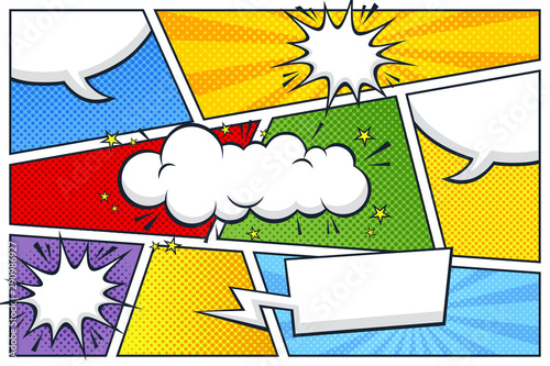 Fotografía comic strip speech bubble and expressions template