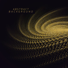 Poster - Soft bend of a gold striped surface with a depth effect consisting of many small dots. Abstract background.