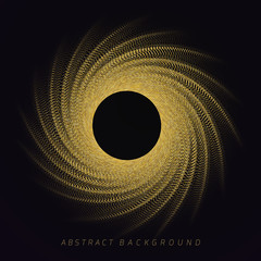 Poster - Whirlpool of golden curved wavy lines consisting of many small dots. Design element. Abstract shape.