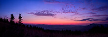 Colorful Skyline Over The Mountains In Early Morning Before Sunrise