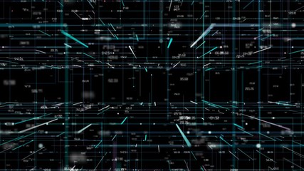 Poster - Stock market business data visualization. Black background. Growing numbers.