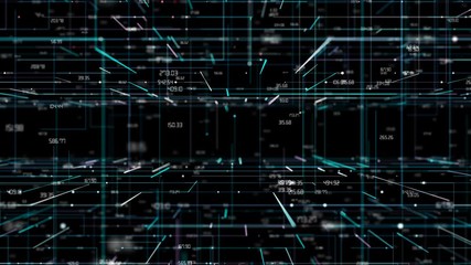 Poster - Numbers of stock market on a black background. Global business concept of connections and information transfer.