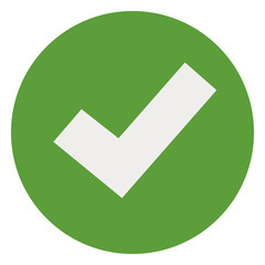 Green circle white tick check mark icon vector illustration