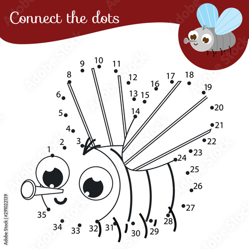 Connect The Dots Dot To Dot By Numbers Activity For Kids And Toddlers Children Educational Game Cartoon Fly Buy This Stock Vector And Explore Similar Vectors At Adobe Stock Adobe Stock