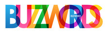 BUZZWORDS colorful rainbow typography banner