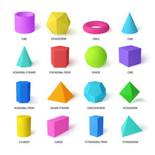 Basic Stereometry Shapes Realistic Color Set