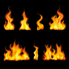 Canvas Print - Realistic Fire Flame Icon Set