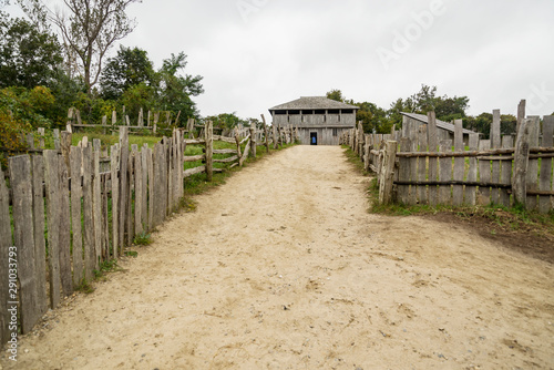 Fotomural Old buildings in Plimoth plantation at Plymouth, MA