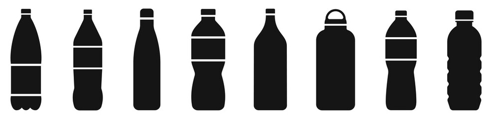Wall Mural - water bottle set. plastic bottle collection. vector illustration