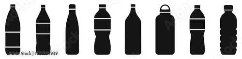 Fotografía Water bottle set. Plastic bottle collection. Vector illustration