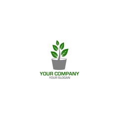 Wall Mural - Potted Plants Logo Design Vector