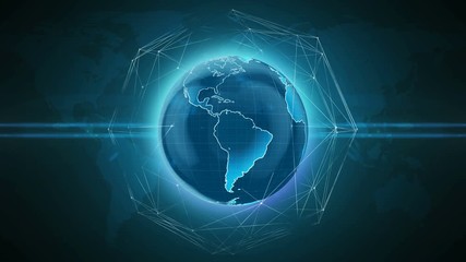 Aufkleber - World globe rotating planet with network lines, global communication links