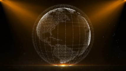 Aufkleber - Rotating globe in center, worldwide business background planet earth spins