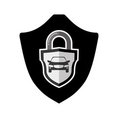 Sticker - shield with safe secure padlock vector illustration