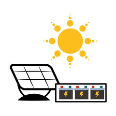 Sticker - solar panel energy with recycling arrows vector illustration