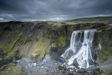 Sticker - Fagrifoss waterfall in Iceland in the Summer