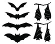 Bat collection silhouette, autumn halloween background