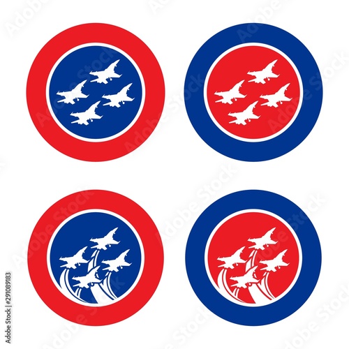 Cuadros en Lienzo Flying formation jet fighter emblem design vector for element design