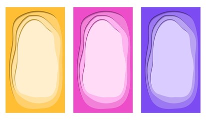 Vector colorful trendy paper cut set of background for social media
