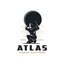 Vintage Hipster Atlas God Logo Icon Vector Illustration On White Background