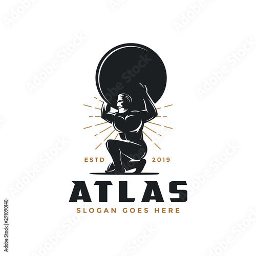 Fotomural Vintage hipster Atlas god logo icon