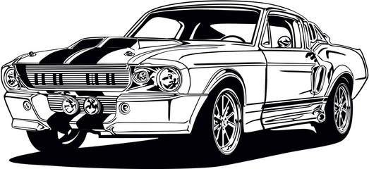 Wall Mural - Classic vector retro vintage custom car design