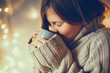 © natalialeb - girl child in sweater with cup, cozy , toning