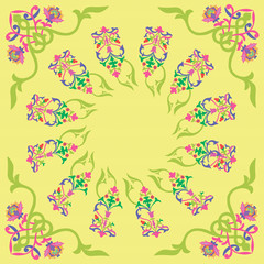    Bright yellow background with oriental ornament