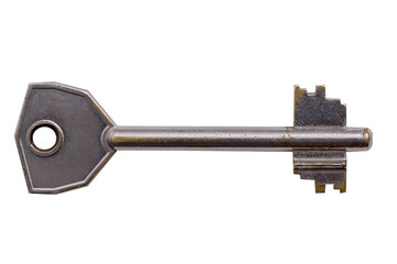 Poster - old key with scratches isolated on a white