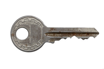 Poster - old key with scratches isolated on a white