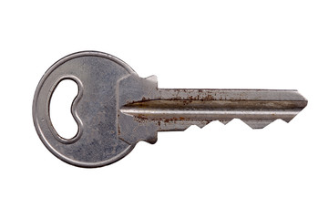 Poster - old key with scratches isolated on a white