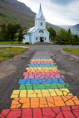 Wall Mural - Beautiful Seydisfjordur small city in east Iceland