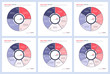Set of vector infographic circle chart templates. 4 5 6 7 8 9 parts