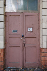 Wall Mural - Old vintage wall with worn wooden door