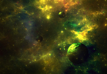 Wall Mural - illustration of a space scene on a dark background.