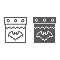 Poster - Halloween calendar line and glyph icon, date and holiday, 31st october sign, vector graphics, a linear pattern on a white background.