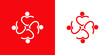 © teracreonte - Logotipo con 4 corazones lineales como personas abrazadas en rojo y blanco