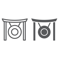 Poster - Gong line and glyph icon, asia and music, musical instrument sign, vector graphics, a linear pattern on a white background.