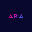 Alpha logo, minimal design, vector