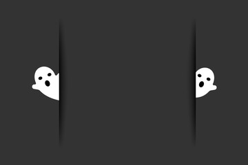 Halloween wallpaper, cute ghost in black background