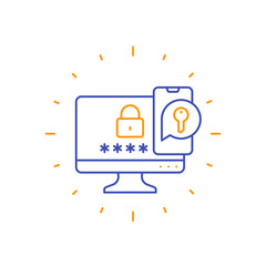 Poster - authentication in two steps line icon
