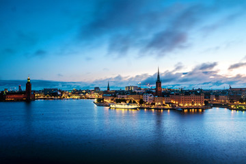 Sticker - Aerial view of Gamla Stan in Stockholm, Sweden with landmarks like Riddarholm Church