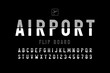 Airport flip board panel style font design, alphabet letters and numbers