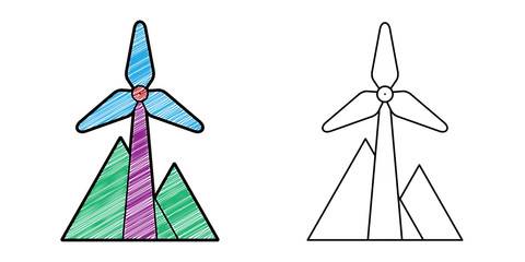Poster - windmill icon design vector with texture. editable outline for other style