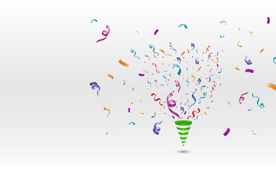 Poster - Lots of colorful tiny confetti and ribbons on transparent background. Festive event and party. Cone with confetti. Colorful bright confetti isolated on transparent background.