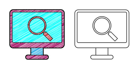 Poster - internet search icon design vector with texture. editable outline for other style