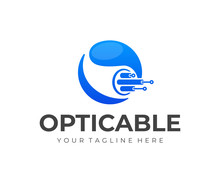 Optical Fiber Cable Logo Design. Internet Connection Vector Design. Telecommunication And Networking Logotype