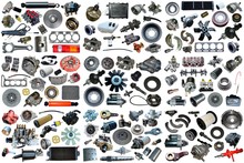 Auto Spare Parts Car On The White Background. Set With Many Isolated Items For Shop Or Aftermarket